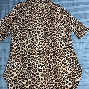 Leopard Print Women’s Short-Sleeve Top - Tan/Black